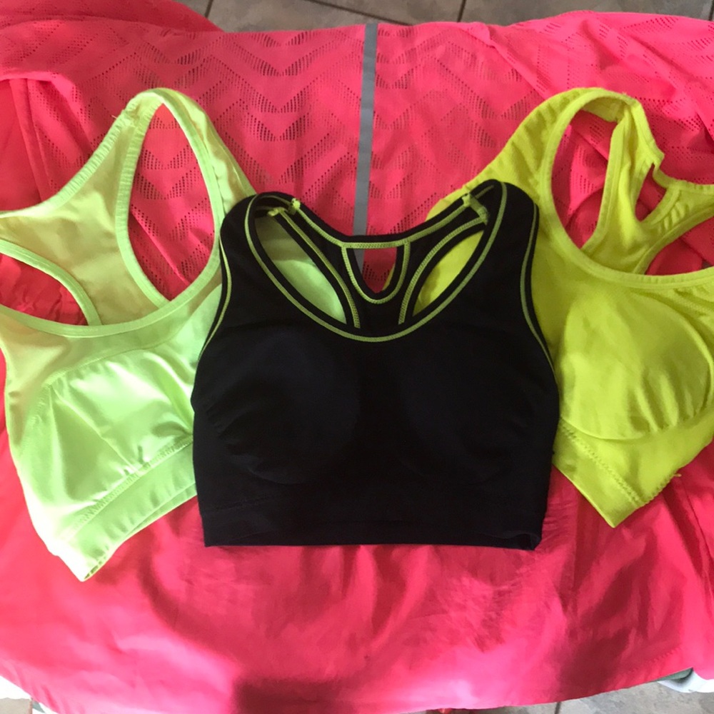 EUC 3 Small Sports Bras-Black, Neon Yellow , Lime